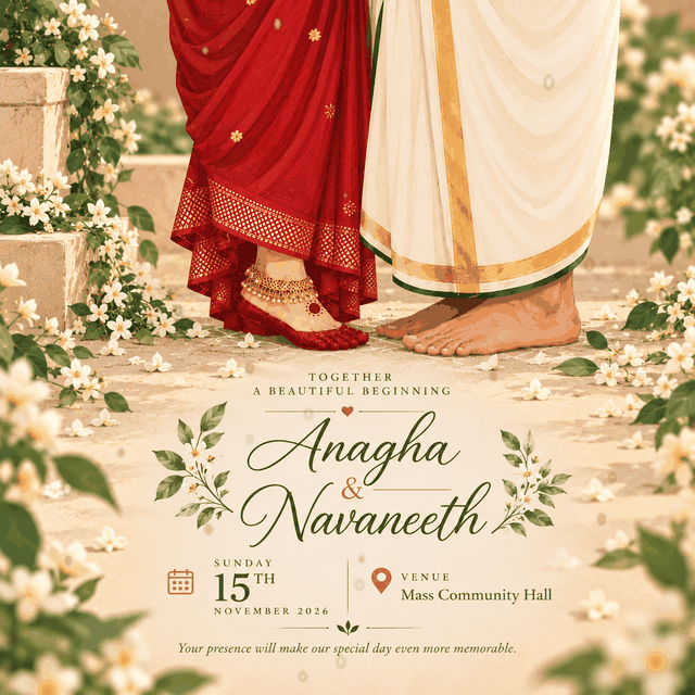 Anagha and Navaneeth wedding invitation